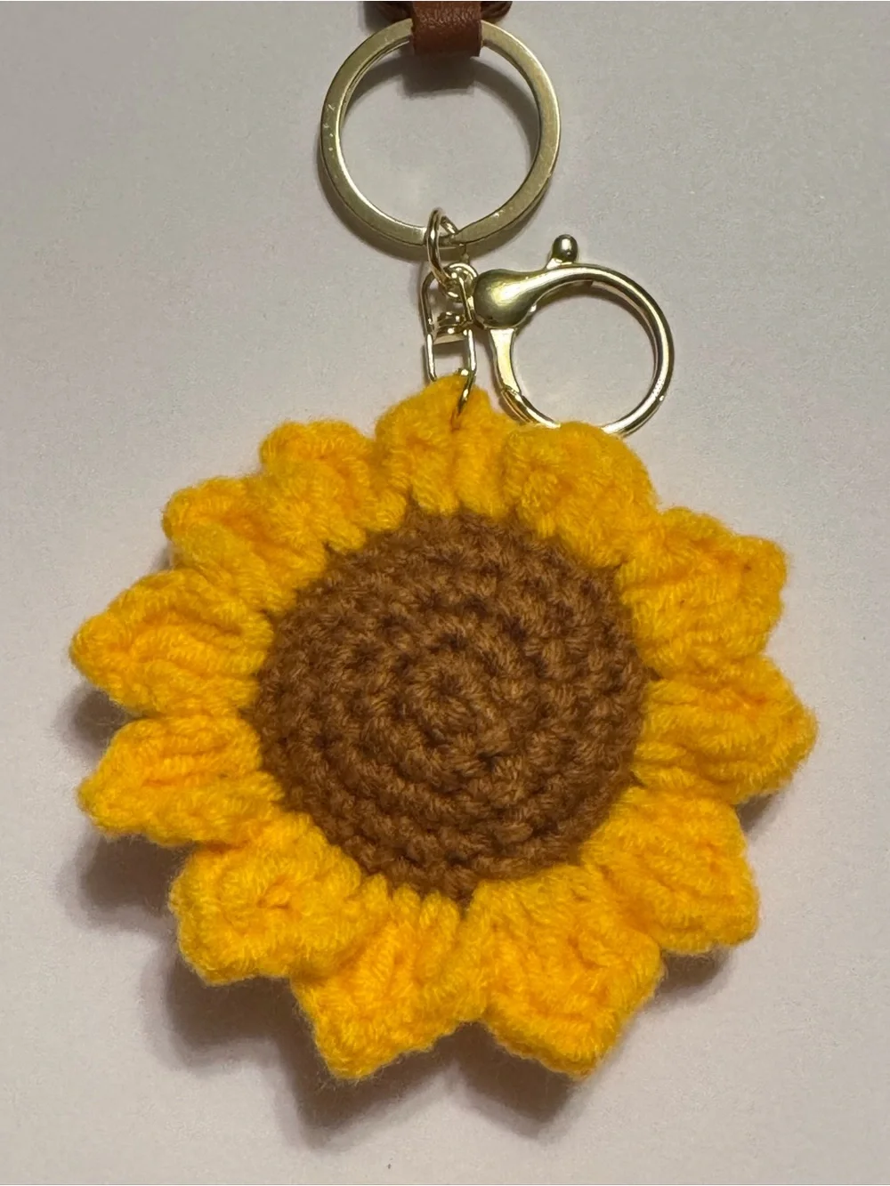Boho Sunflower Gold Hardware Keychain